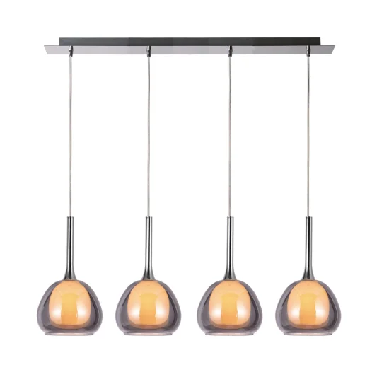 CANDEEIRO DE TECTO 4 LUZES VIDRO EXTERIOR FUMADO INTERIOR BRANCO NOLINA 2