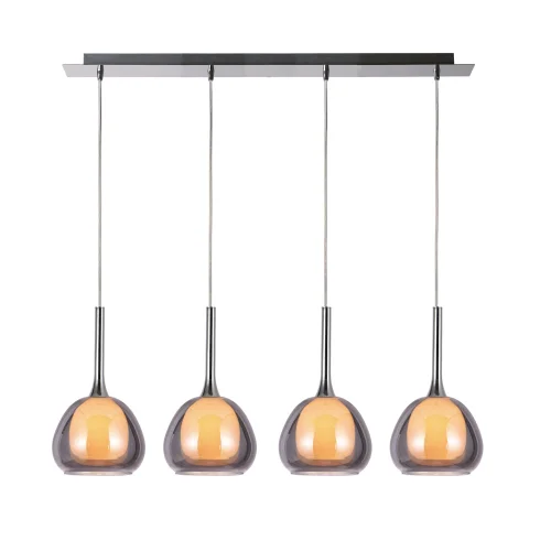 CANDEEIRO DE TECTO 4 LUZES VIDRO EXTERIOR FUMADO INTERIOR BRANCO NOLINA