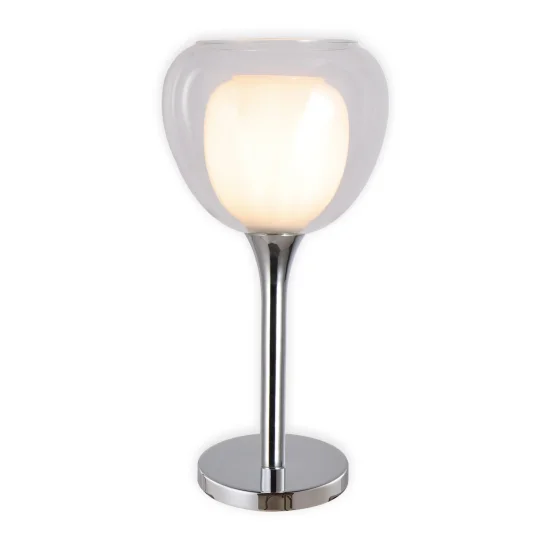 CANDEEIRO DE MESA 1 LUZ VIDRO EXTERIOR TRANSPARENTE VIDRIO INTERIOR BRANCO Ø16,5 NOLINA 2
