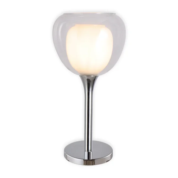 CANDEEIRO DE MESA 1 LUZ VIDRO EXTERIOR TRANSPARENTE VIDRIO INTERIOR BRANCO Ø16,5 NOLINA