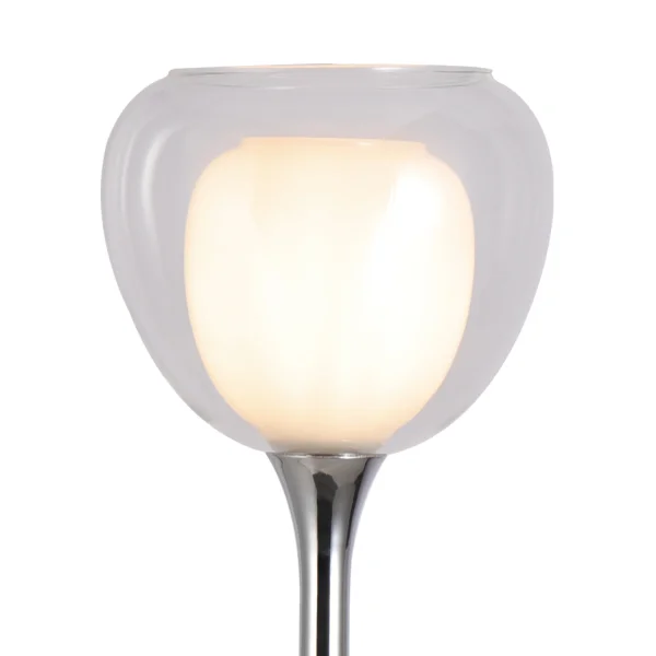 CANDEEIRO DE MESA 1 LUZ VIDRO EXTERIOR TRANSPARENTE VIDRIO INTERIOR BRANCO Ø16,5 NOLINA