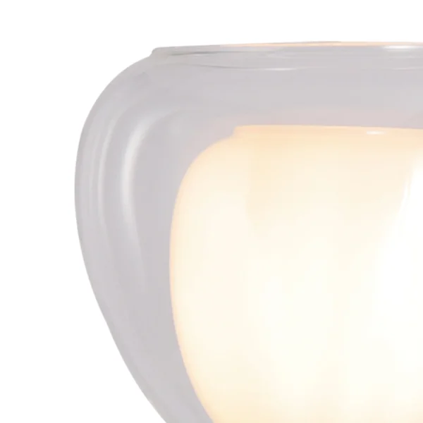 CANDEEIRO DE MESA 1 LUZ VIDRO EXTERIOR TRANSPARENTE VIDRIO INTERIOR BRANCO Ø16,5 NOLINA