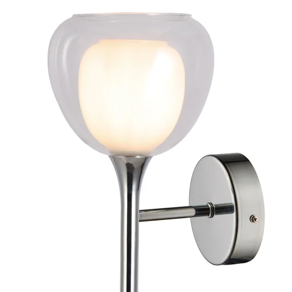 CANDEEIRO DE PAREDE 1 LUZ VIDRO EXTERIOR TRANSPARENTE VIDRO INTERIOR BRANCO NOLINA