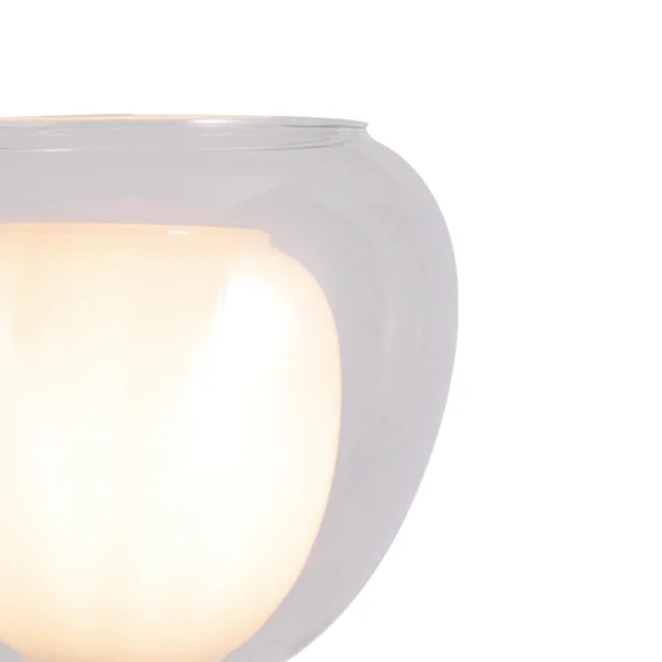 CANDEEIRO DE PAREDE 1 LUZ VIDRO EXTERIOR TRANSPARENTE VIDRO INTERIOR BRANCO NOLINA