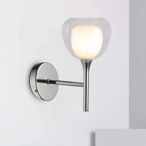 CANDEEIRO DE PAREDE 1 LUZ VIDRO EXTERIOR TRANSPARENTE VIDRO INTERIOR BRANCO NOLINA