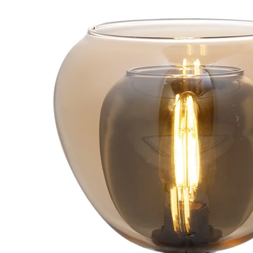 CANDEEIRO DE MESA 1 VIDRO EXTERIOR ÂMBAR INTERIOR FUMÉ NOLINA