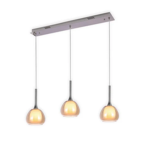 CANDEEIRO DE TECTO 3 LUZES VIDRO CRISTAL EXTERIOR ÂMBAR INTERIOR BRANCO NOLINA 2
