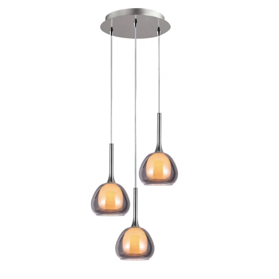 LÁMPARA DE TECHO 3 LUCES CRISTAL EXTERIOR FUMÉ INTERIOR BLANCO Ø38 NOLINA 2