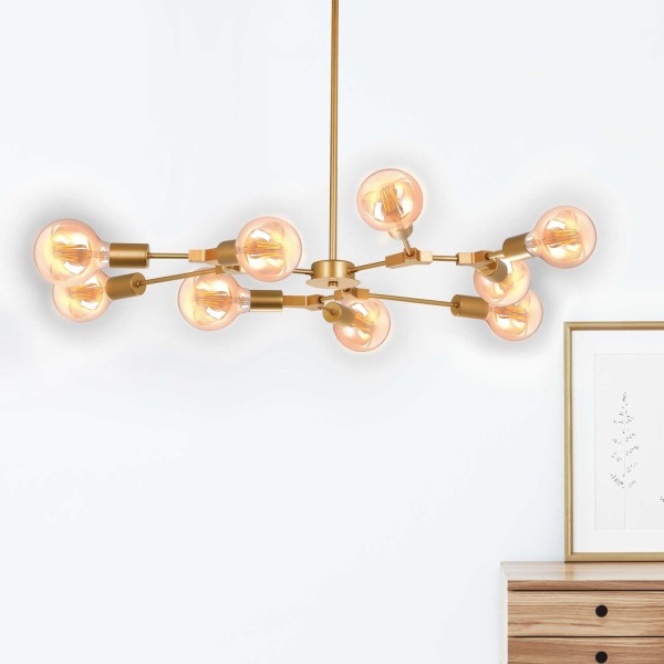 LÂMPADA DO TETO AUREL 9 LUZES DE OURO