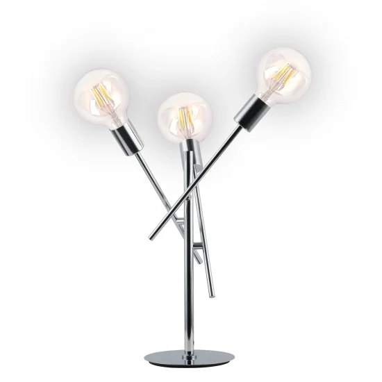 LÂMPADA DE MESA RIGEL 3 LUZES CROMADAS