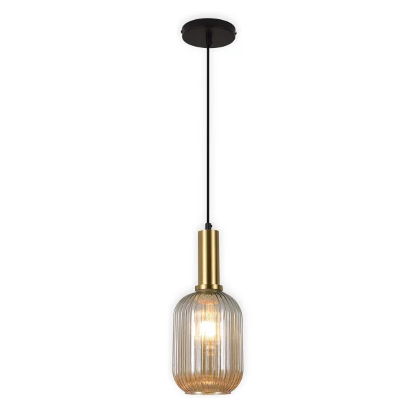 CANDEEIRO DE TECTO 1 LUZ COM ABAJUR ÂMBAR E27 SHELBY