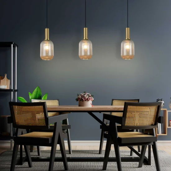 CANDEEIRO DE TECTO 1 LUZ COM ABAJUR ÂMBAR E27 SHELBY 2