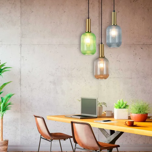 CANDEEIRO DE TECTO 1 LUZ COM ABAJUR ÂMBAR E27 SHELBY