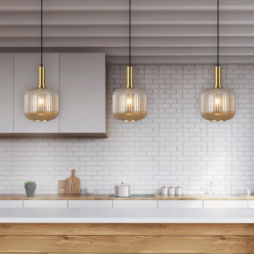 CANDEEIRO DE TECTO 1 LUZ COM ABAJUR ÂMBAR Ø20 E27 SHELBY