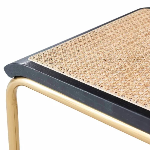 CADEIRA WEBSTER RECTA PRETA ROTIM NATURAL PERNAS DOURADAS