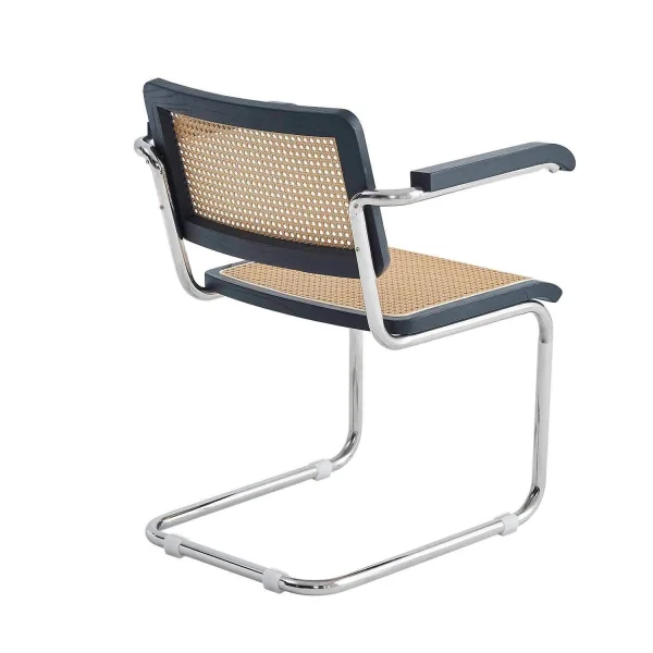 CADEIRA WEBSTER COM APOIOS DE BRAÇOS PRETA RATTAN PL