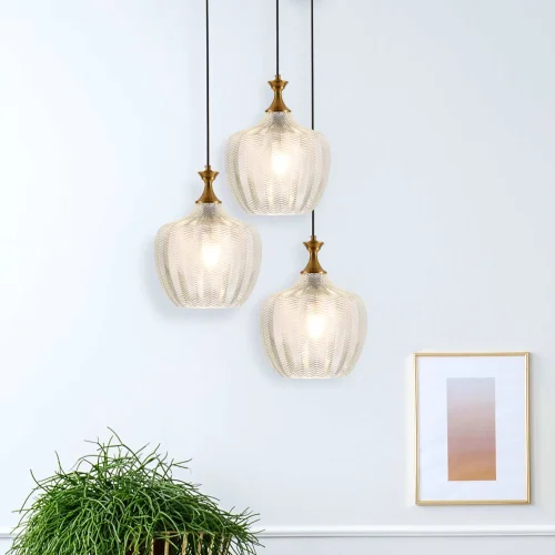 CANDEEIRO DE TECTO DE CRISTAL BRANCO Ø 26 CM ROGAN