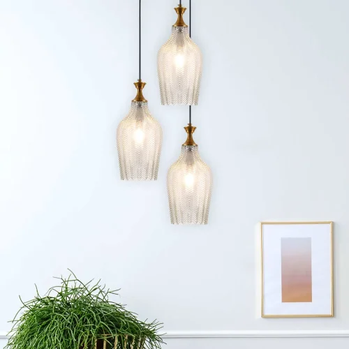 CANDEEIRO DE TECTO DE CRISTAL BRANCO Ø 19 CM ROGAN