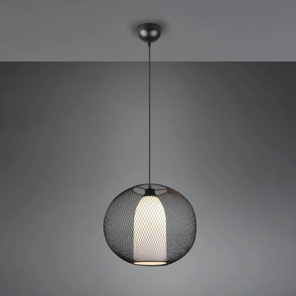 CANDEEIRO DE TECTO EM METAL GRELHA PRETO IDRIS