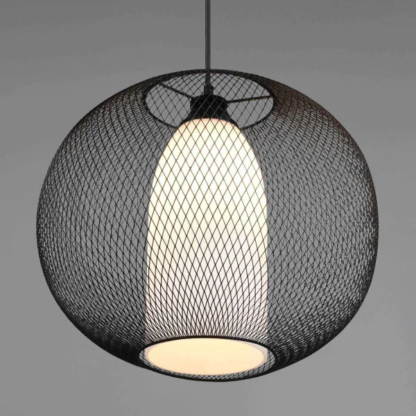 CANDEEIRO DE TECTO EM METAL GRELHA PRETO IDRIS