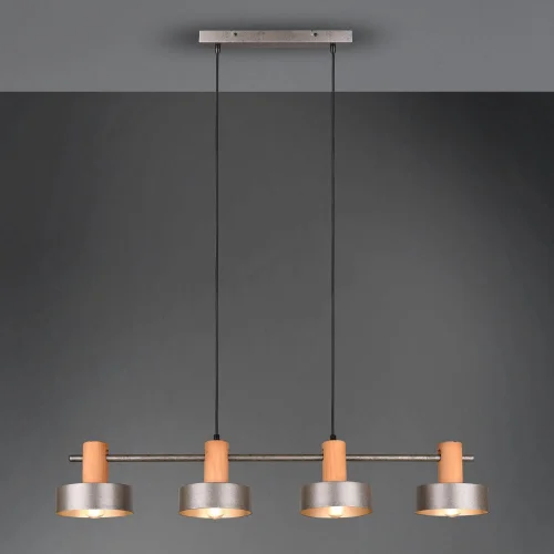 CANDEEIRO DE TECTO 4 LUZES EM METAL NÍQUEL ANTIGO NIELS