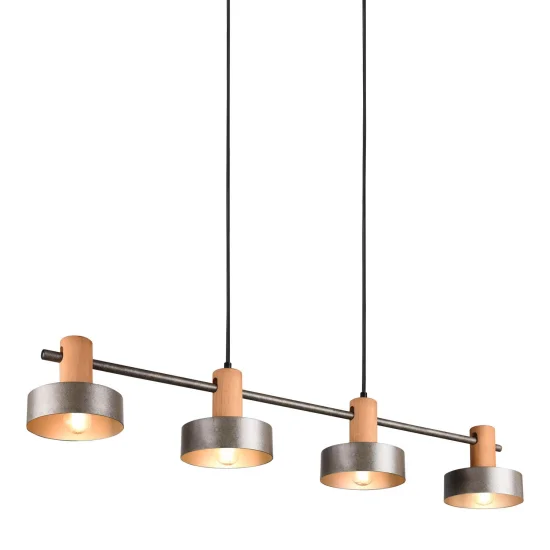 CANDEEIRO DE TECTO 4 LUZES EM METAL NÍQUEL ANTIGO NIELS