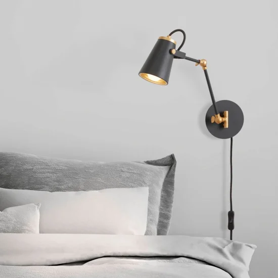 CANDEEIRO DE PAREDE DE METAL PRETO E14 QUILES