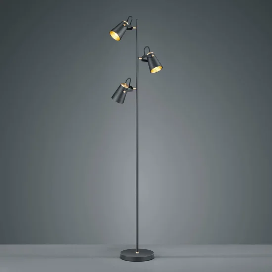 CANDEEIRO DE PÉ 3 LUZES DE METAL PRETO E14 QUILES 2