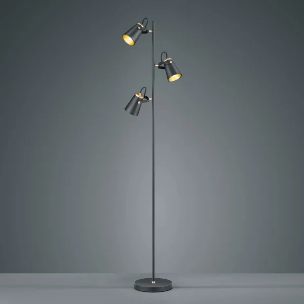 CANDEEIRO DE PÉ 3 LUZES DE METAL PRETO E14 QUILES