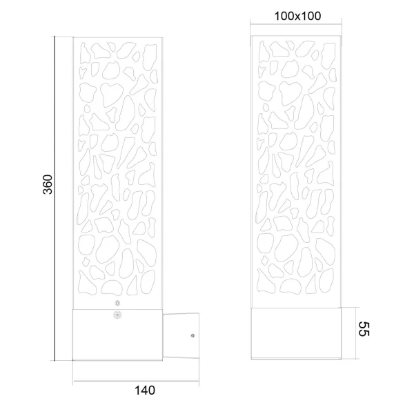 APLIQUE EXTERIOR EM AÇO ANTRACITE E27 IP44 JACARANDA