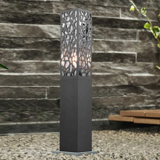 PÓLO EXTERIOR DE AÇO ANTRACITE E27 IP44 60 CM JACARANDA