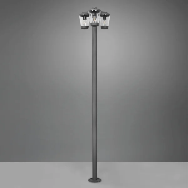 CANDEEIRO DE RUA 3 LUZES ANTRACITE E27 IP44 LOTUS