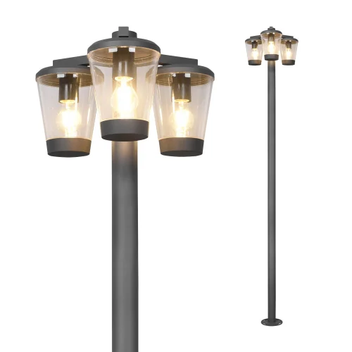 CANDEEIRO DE RUA 3 LUZES ANTRACITE E27 IP44 LOTUS