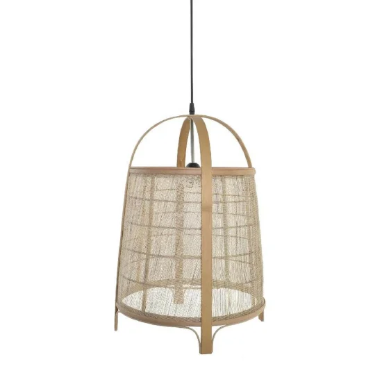 CANDEEIRO DE TECTO EM BAMBU E LINHO NATURAL KEIKO