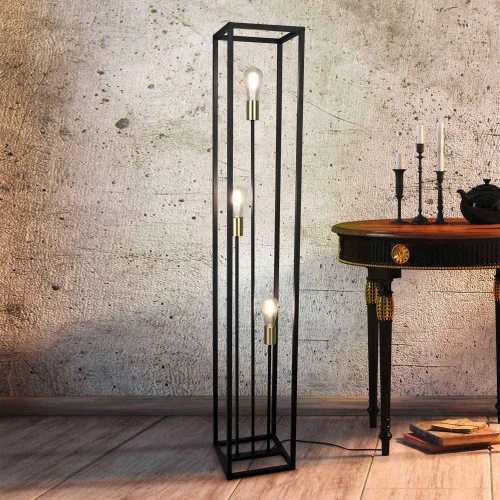 CANDEEIRO DE PÉ 3 LUZES DE METAL PRETO E27 GALDUR