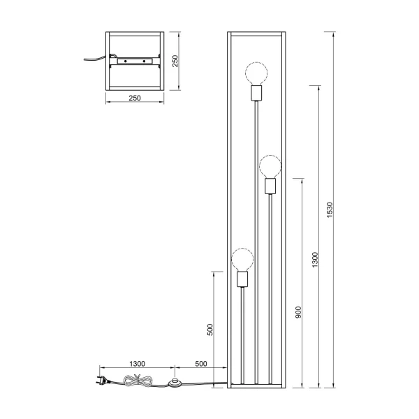 CANDEEIRO DE PÉ 3 LUZES DE METAL PRETO E27 GALDUR