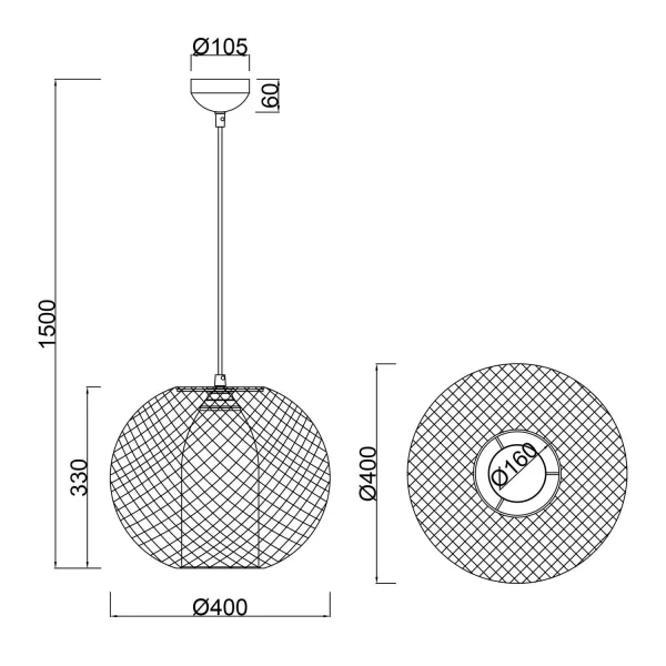 CANDEEIRO DE TECTO EM METAL GRELHA PRETO IDRIS