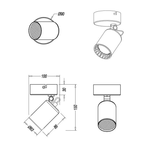 HOLOFOTE 1 LUZ METAL PRETO GU10 WERNER