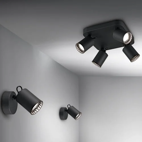 HOLOFOTES 4 LUZES DE METAL PRETO GU10 WERNER