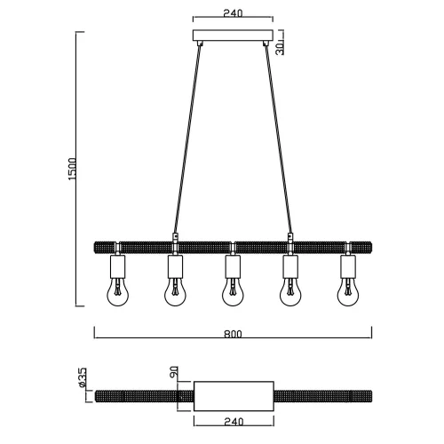 CANDEEIRO DE TECTO 5 LUZES DEWA