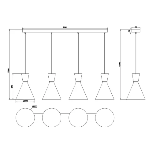 CANDEEIRO DE TECTO 4 LUZES CINTIA METAL BRANCO E27