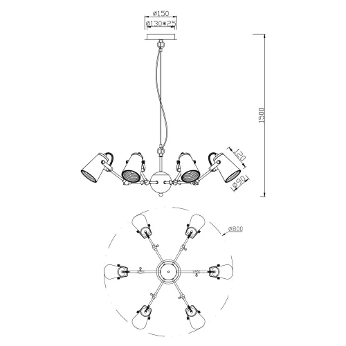CANDEEIRO DE TECTO 6 LUZES DE METAL PRETO E14 QUILES