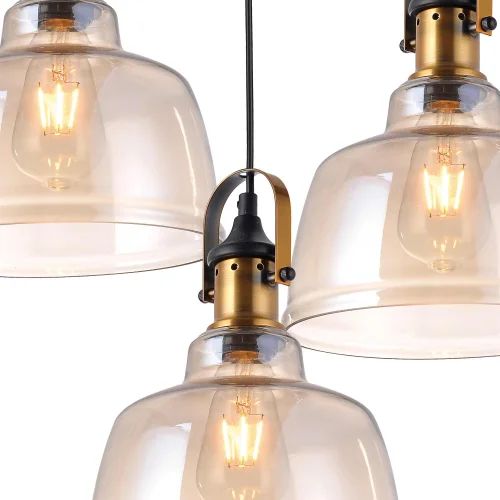 CANDEEIRO DE TECTO 3 LUZES FEBRUARY VIDRO CHAMPAGNE BASE CIRCULAR