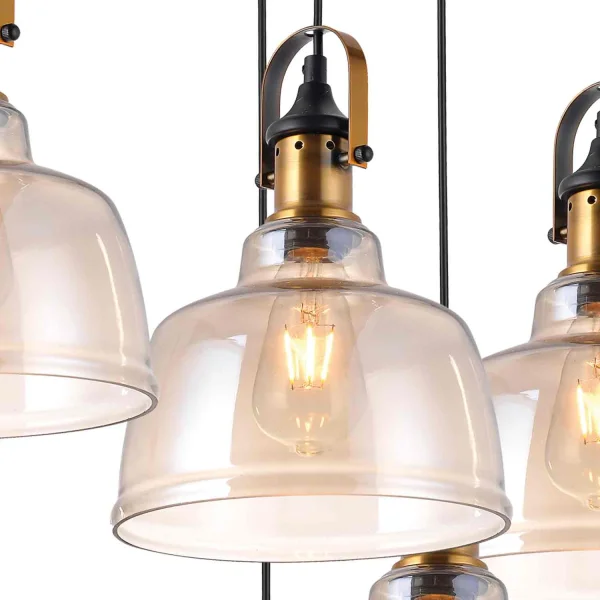 CANDEEIRO DE TECTO 6 LUZES FEBRUARY CRISTAL CHAMPANHE E27