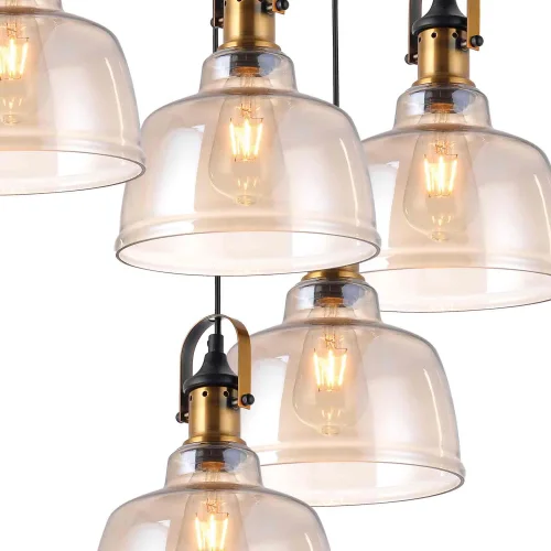 CANDEEIRO DE TECTO 6 LUZES FEBRUARY CRISTAL CHAMPANHE E27