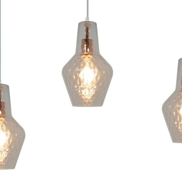 CANDEEIRO DE TECTO 3 LUZES BASE RECTANGULAR OURO ROSA MAVERICK