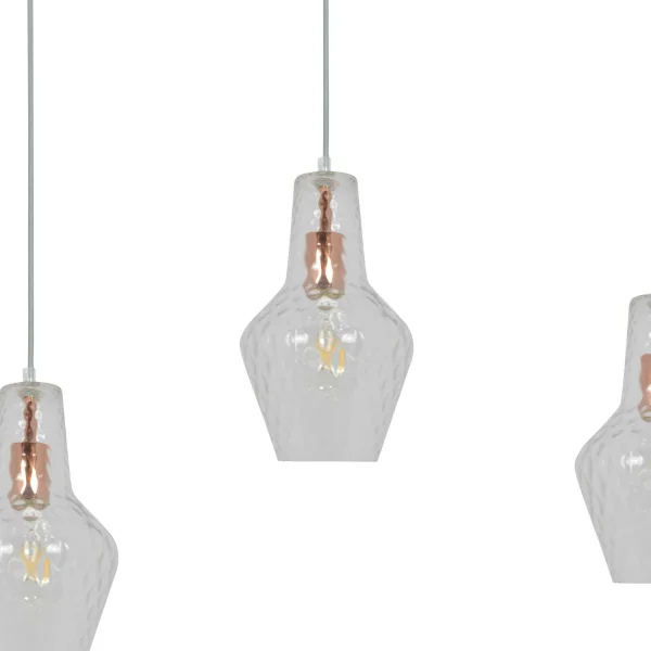 CANDEEIRO DE TECTO 3 LUZES BASE RECTANGULAR OURO ROSA MAVERICK