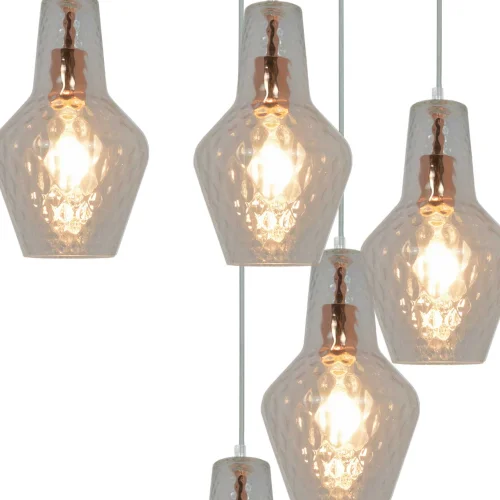 CANDEEIRO DE TECTO 6 LUZES Ø 80 CM OURO ROSA MAVERICK