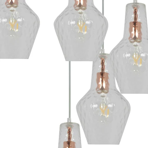 CANDEEIRO DE TECTO 6 LUZES Ø 80 CM OURO ROSA MAVERICK