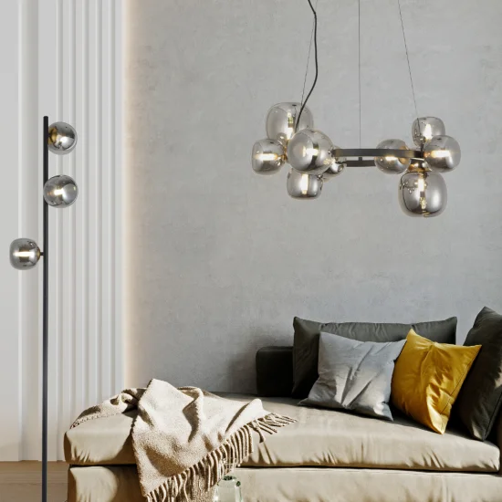 CANDEEIRO DE PISO 3 LUZES FERRO BRONZE/PRETO NICOLETTA 2